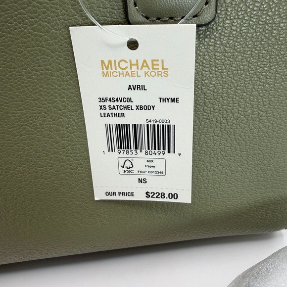 Michael Kors Thyme Green XS Leather Satchel Crossbody NWT - Picture 7 of 10